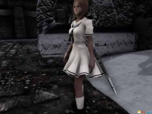 上古卷轴5 黑白双色水手服 校服制服装服装MOD