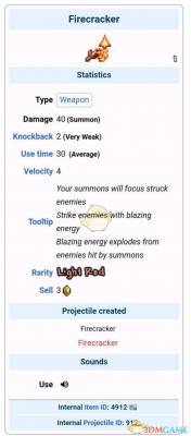 《泰拉瑞亚》Firecracker属性及获得方法分享