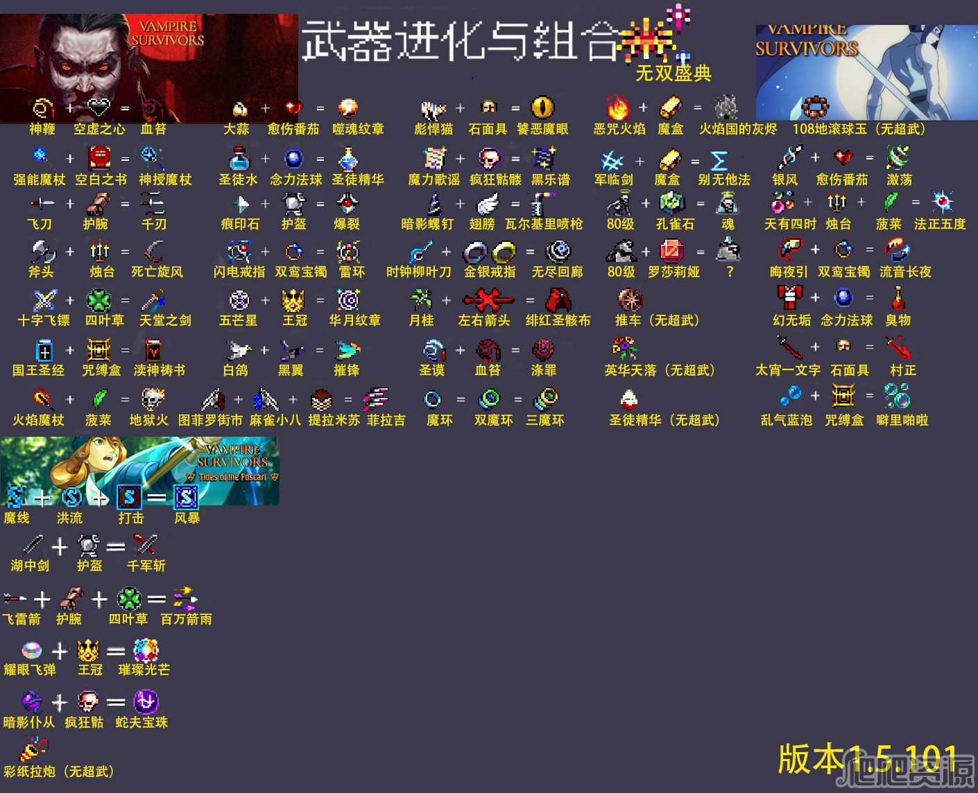 吸血鬼幸存者1.5合成表汇总_吸血鬼幸存者1.5合成表一览